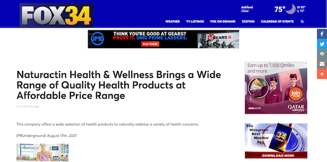 Fox34 Naturactin Health and Wellness
