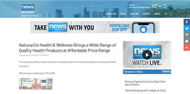 News Net Naturactin Health and Wellness