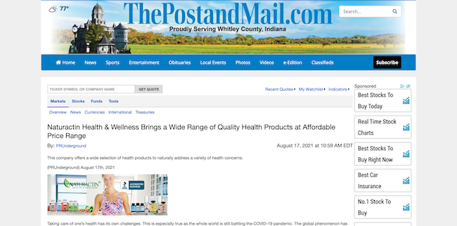 Post and Mail Naturactin Health and Wellness